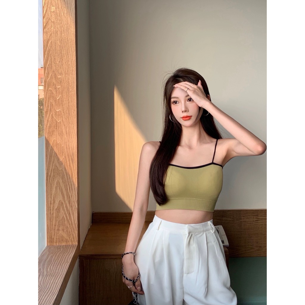 Áo Bra Cotton Nhiều Màu Phối Viền Đen Cá Tính 7580