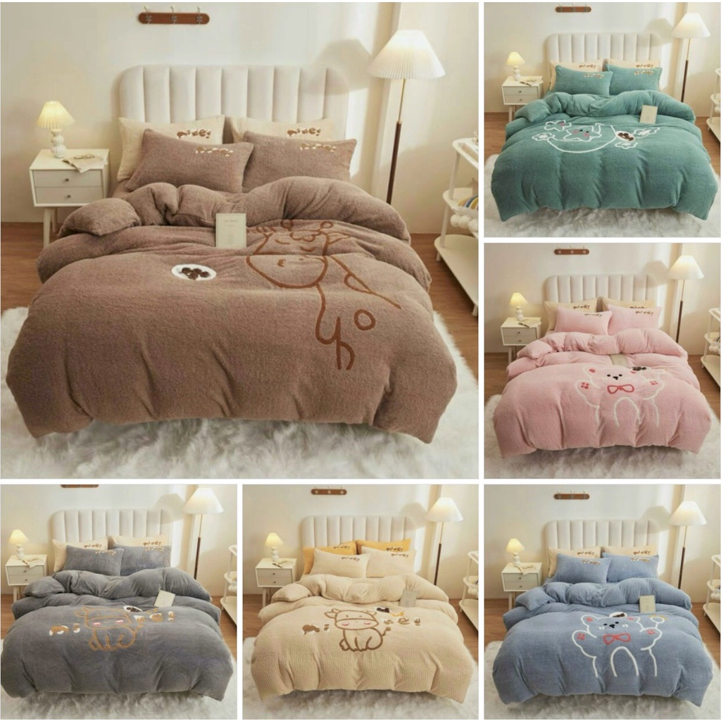 Bộ ga gối nỉ bông tuyết sữa, bộ sưu tập 4 món nỉ tuyết sữa đủ kích thước dày dặn cho mùa đông ấm áp hàng nhập loại 1