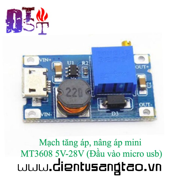 ✅ [RẺ NHẤT VIỆT NAM ] Mạch tăng áp, nâng áp mini MT3608 5V-28V Đầu vào micro usb