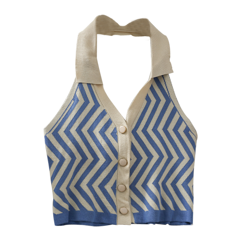 Áo Sát Nách Dệt Kim Hoạ Tiết Kẻ Sọc Phối Nút Thiết Kế Ôm Sát Tôn Dáng | BigBuy360 - bigbuy360.vn