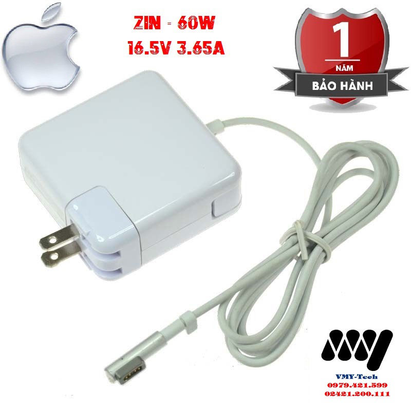 Sạc Macbook Pro 16.5V-3.65A - 60W - New ZIN - BH 1 năm 2009 2010 2011 2012 13'' magsafe