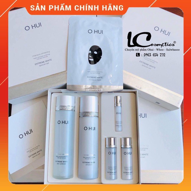 {Hàng chính hãng}  Bộ Dưỡng trắng Da Ohui Extreme White fullsize Nước hoa hồng + Sữa dưỡng