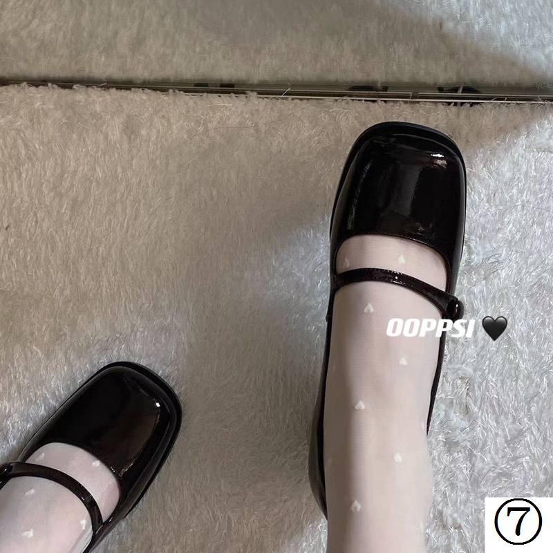 Giày Cao Gót Da Bóng Gót Dày Phong Cách Retro Pháp Thời Trang Xuân Thu 2022 Cho Nữ