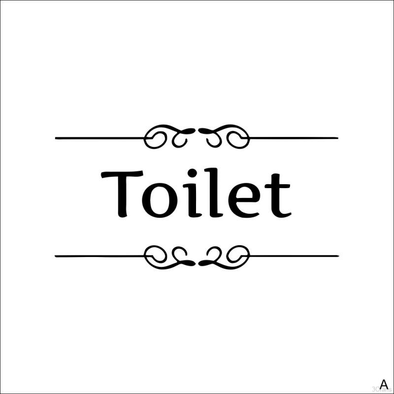 Miếng dán tường in chữ Toilet dùng trang trí nhà tắm/nhà vệ sinh