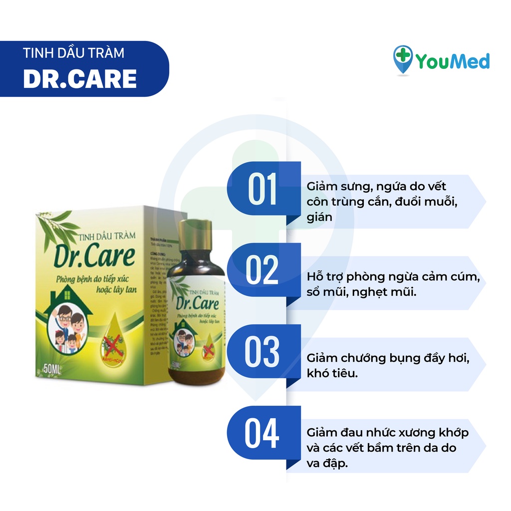 Tinh dầu tràm Dr.CARE 100% tự nhiên, chai 50ml/100ml