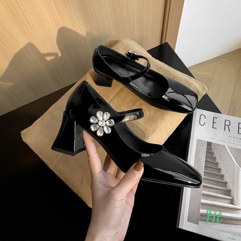 ❄️ HÀNG QUẢNG CHÂU FULL BOX CO SẴN❄️ Giày  búp bê quai gắn hoa đá.