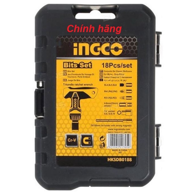 ĐỒ NGHỀ INGCO Bộ 18 tua vít tay cầm chữ T HKSDB0188