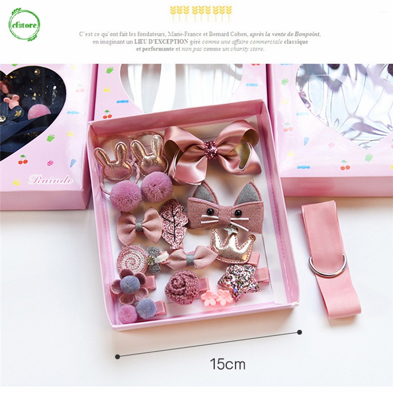 Set 18 phụ kiện dây cột tóc kẹp tóc băng đô xinh xắn cho bé gái