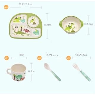 Set khay bát ăn dặm sợi Tre