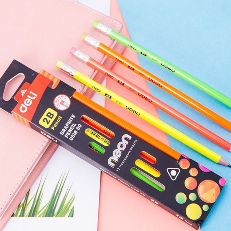 Bút chì 2B màu neon loại xịn