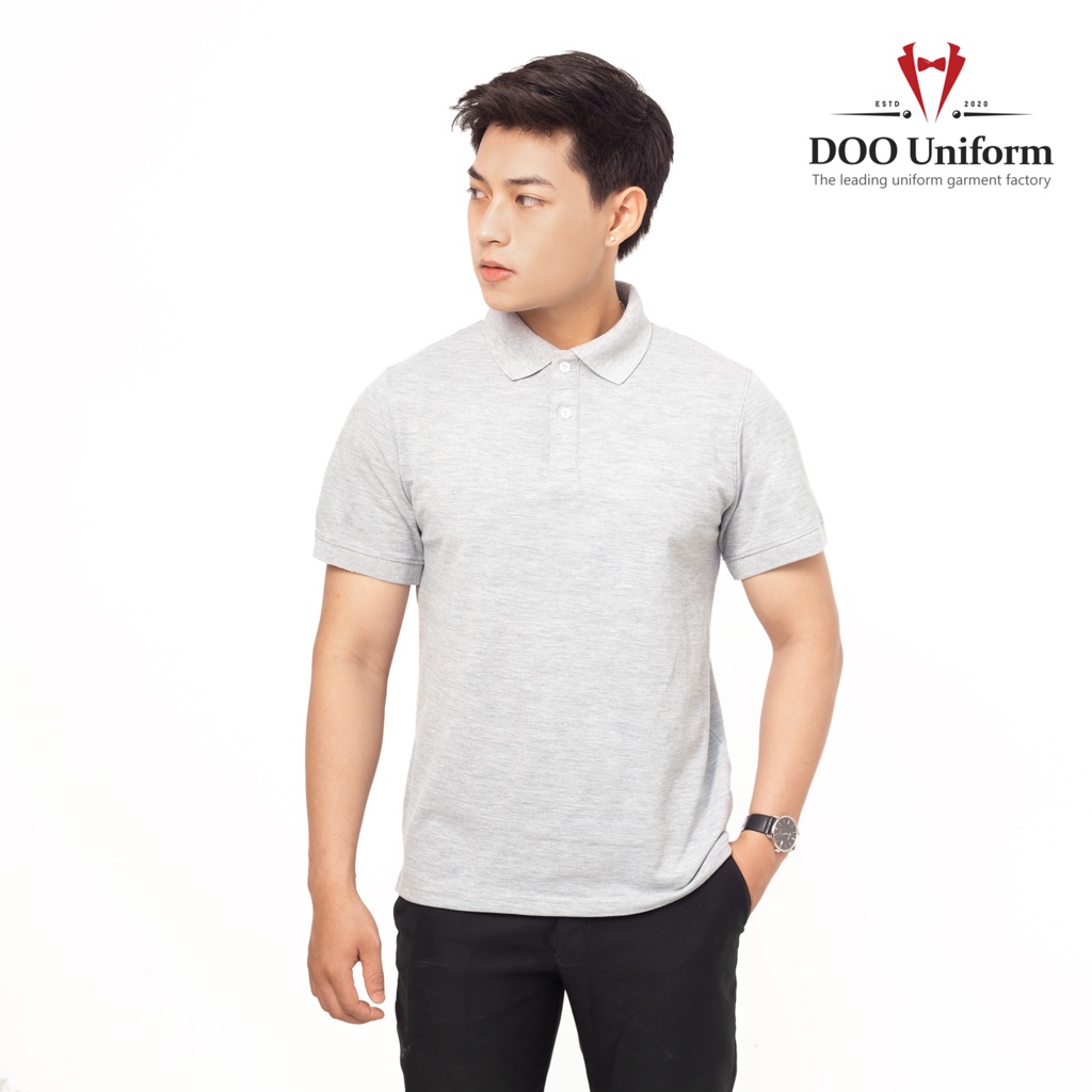 Áo polo cotton trơn nam chất liệu cá sấu mềm mịn, thấm hút mồ hôi DOO UNIFORM loại chính hãng
