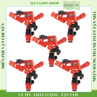Bộ 05 béc tưới cây phun mưa cánh đập chỉnh được góc tưới ren ngoài 21 (cam)
