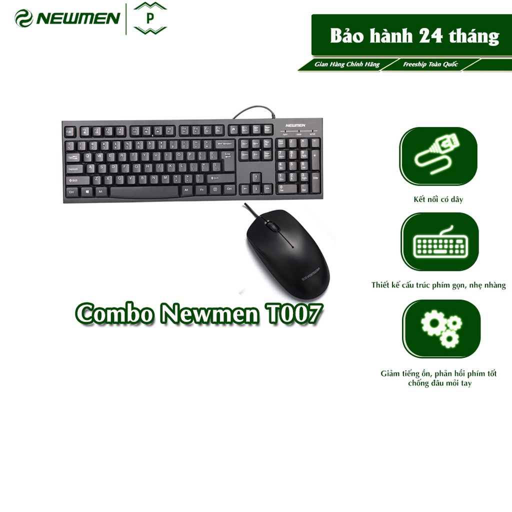 ˂PATECH˃ Bộ bàn phím máy tính có dây Newmen T007, USB port, đen - Hàng chính hãng