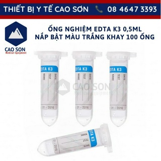 Ống nghiệm kháng đông edta k3 0,5ml nắp bật màu trắng khay 100 ống