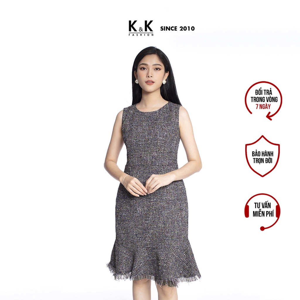 Đầm Ôm Đuôi Cá Sát Nách K&K Fashion HL15-12 Màu Xám Chất Liệu Bố Mỏng
