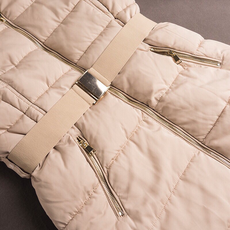 Áo phao dáng dài lót lông