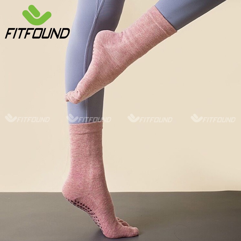 Tất / Vớ Chân Cao Cổ Nữ Freesize 35-39 Tập Yoga Pilates Len Co Giãn Đính Hạt Silicon Chống Trơn Trượt Thấm Mồ Hôi-Mẫu K