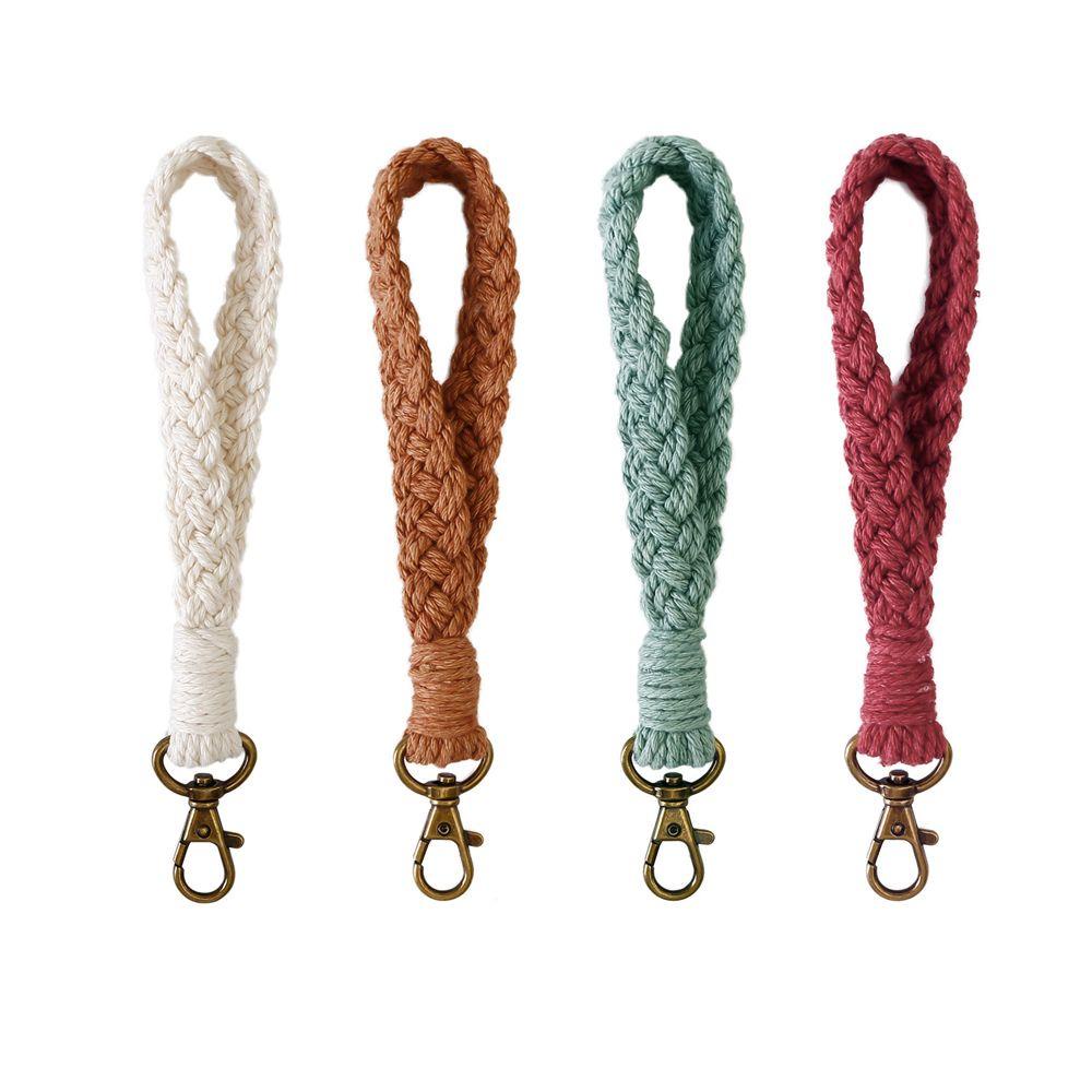 Vòng Đeo Tay Dây Cotton Bện Handmade Có Móc Khóa Phong Cách Boho