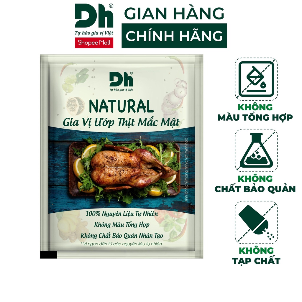 Gia vị ướp thịt mắc mật Natural DH Foods nêm sẵn thành phần tự nhiên gói 10gr - DHGVT86