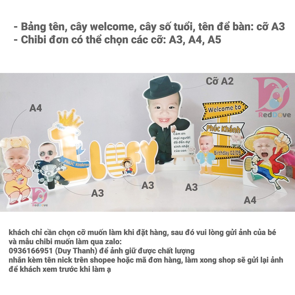 Chibi cho bé trang trí tiệc sinh nhật theo yêu cầu RTK001