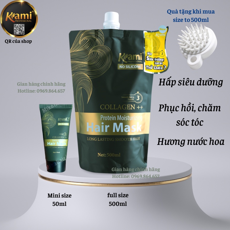 Kem hấp ủ collagen siêu dưỡng phục hồi chăm sóc tóc hương nước hoa - Hấp túi Kami