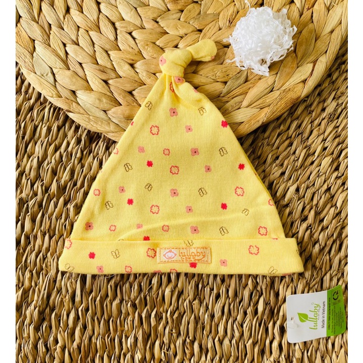 Mũ sơ sinh cotton họa tiết thắt nút cho bé Lullaby