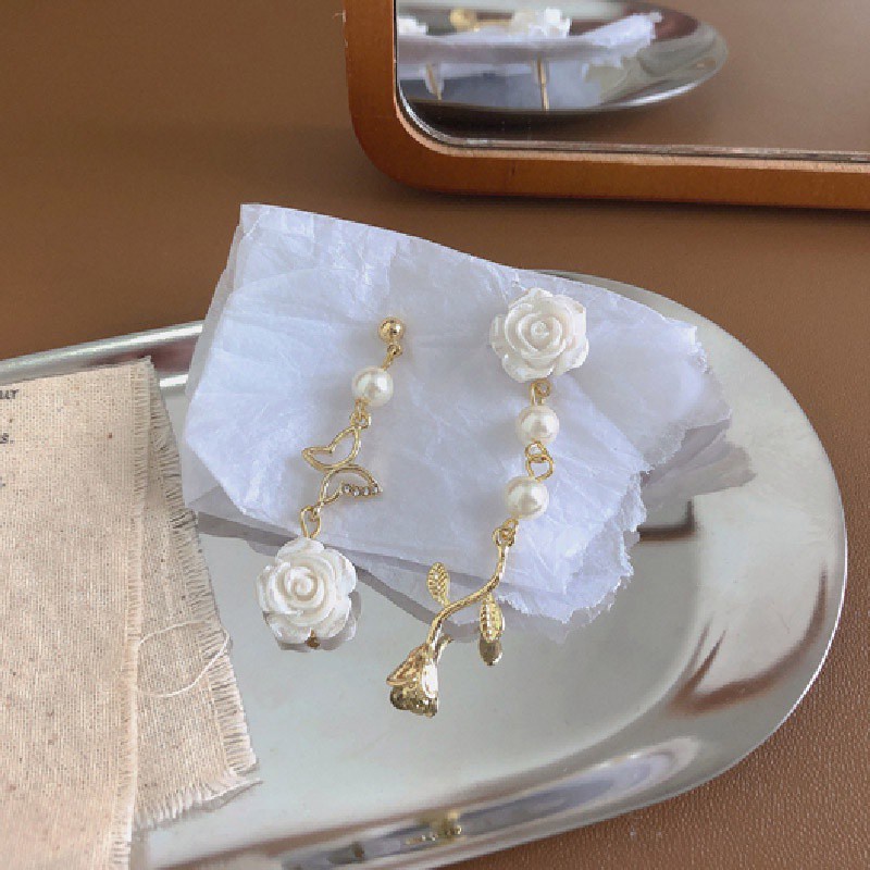 Đôi bông tai bạc 925 hình hoa hồng xinh xắn thích hợp cho nữ