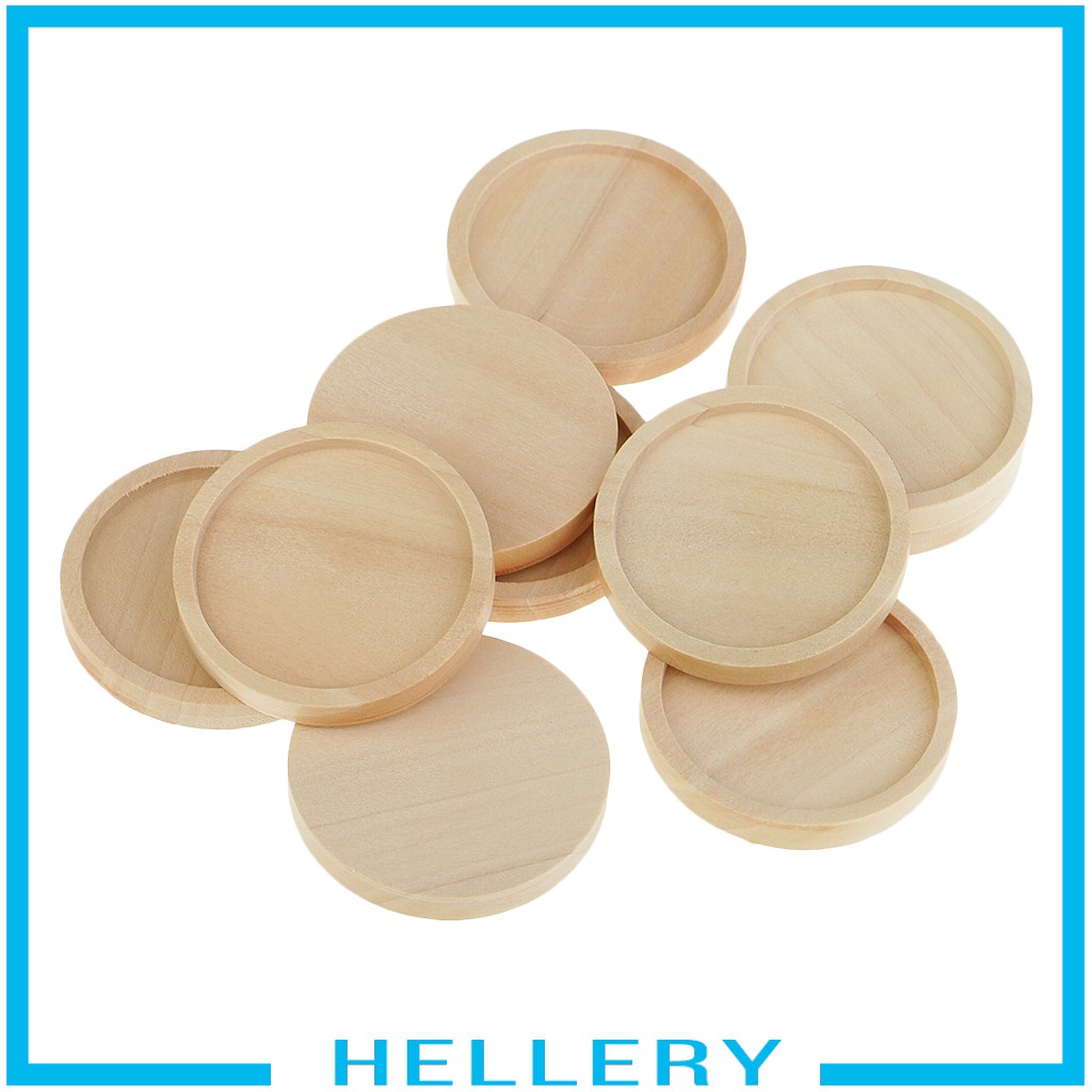 Set 10 phụ kiện đế tròn trống bằng gỗ dùng làm trang sức DIY