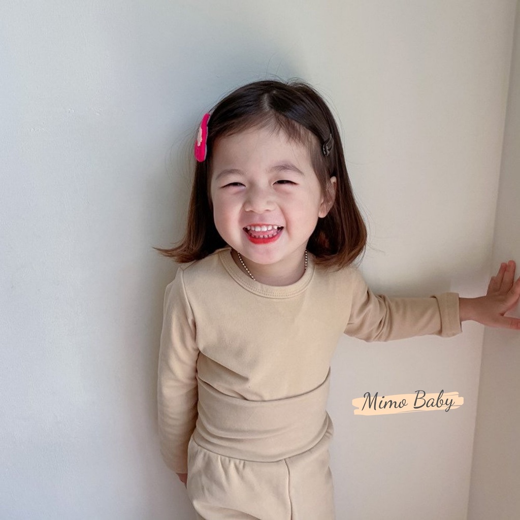 Bộ cotton nỉ giữ nhiệt cạp cao màu trơn basic cho bé Mimo Baby QA14