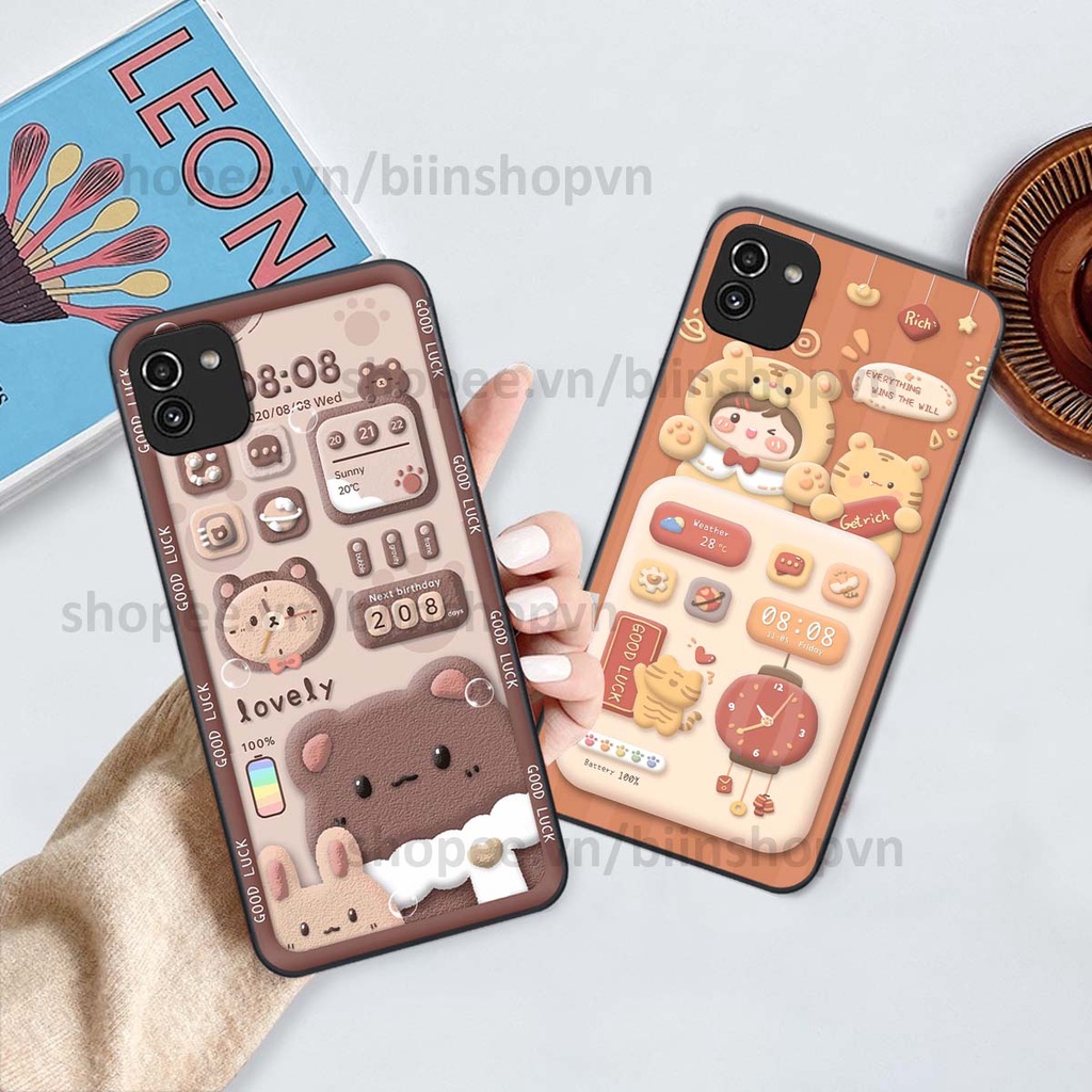 Ốp Samsung A03 in 3D icon gấu nổi siêu xinh, siêu đáng yêu, cá tính phong cách