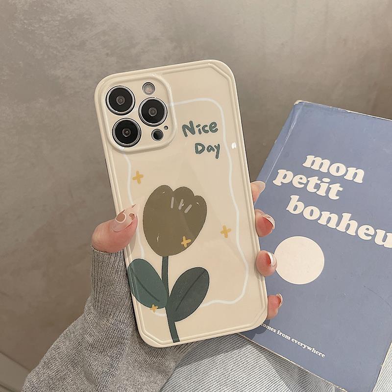 Ốp Lưng Điện Thoại Họa Tiết Hoa Màu Trắng Cho Iphone