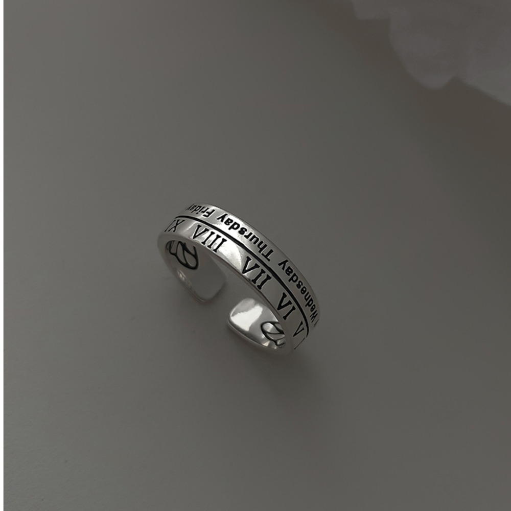 Nhẫn Dạng Mở Khắc Số La Mã Phong Cách Retro Thời Trang Cho Cặp Đôi