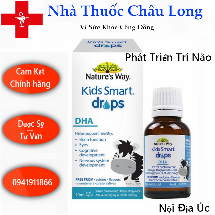 Siro thông minh Nature's Way Kids Smart Drop DHA 20ml 1m+ giúp bé sáng mắt phát triển não bộ toàn diện