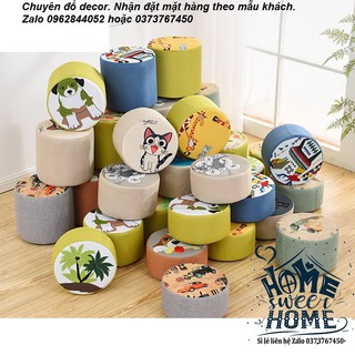Ghế đôn trụ bọc nỉ ngộ nghĩnh 15*28*28cm