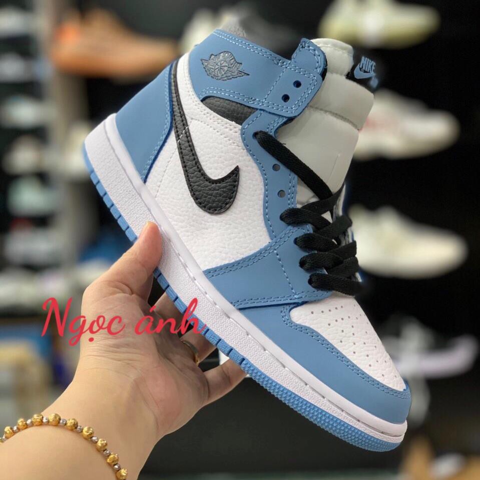 (surucara-)Giày Sneaker Air Jordan Cao Cổ, Giày JD1 xanh da trời baby cao cổ mới màu Blue University,