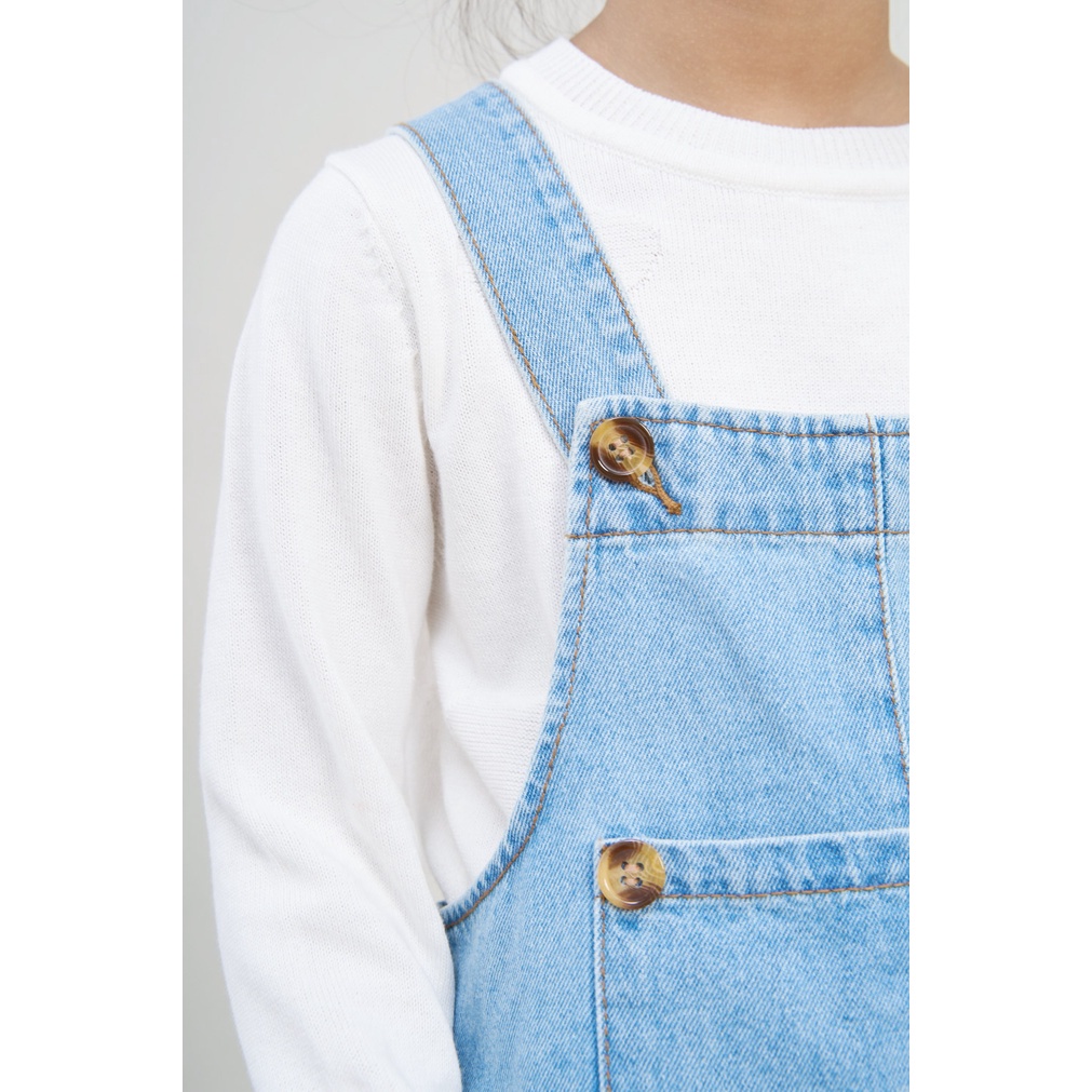 Yếm liền thân bé gái YODY chất liệu jeans dáng suông rộng có túi xinh xắn KID4341