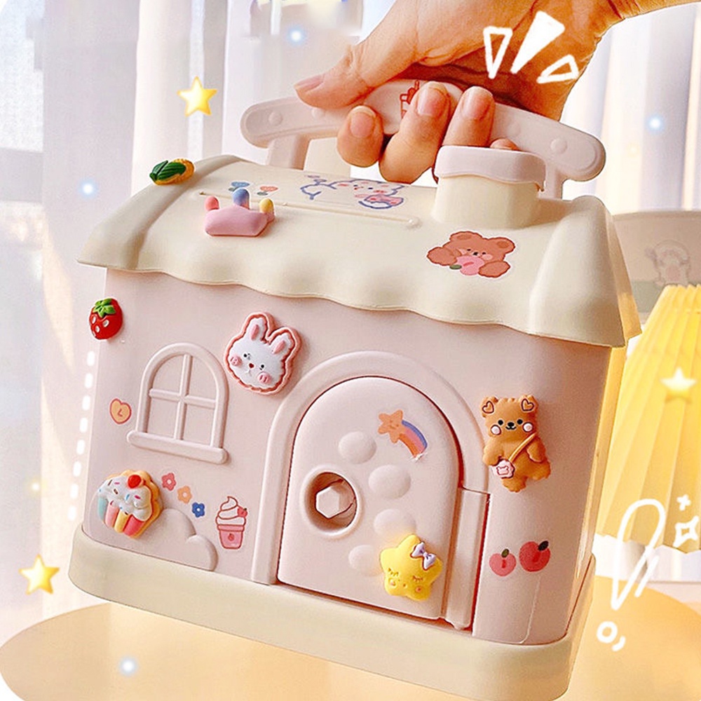 him hoạt hình ngôi nhà nhỏ dễ thương con heo đất sáng tạo di động đa chức năng với khóa ​Tạo Cho Bé