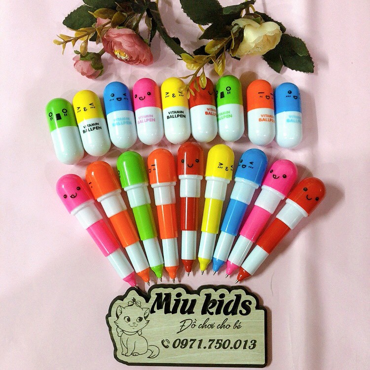 Bút bi mực xanh hình viên thuốc,bút bi cute cho học sinh