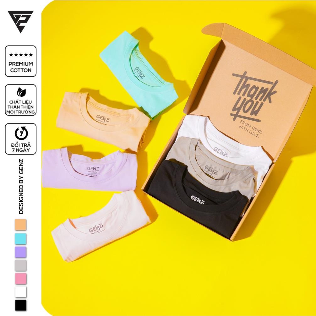 Áo thun trơn nữ tay lỡ GENZ Premium Cotton phông Unisex form rộng oversize nhiều màu - Hàng mới về 😍