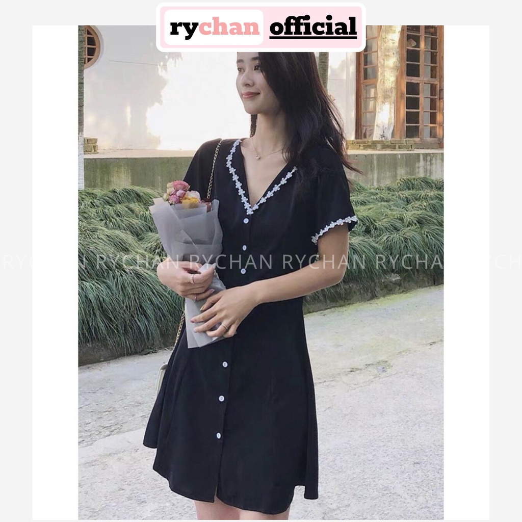 [ẢNH THẬT CUỐI] DX888 - Đầm Xòe Chữ A Phối Viền Nhiều Màu Sơ Mi Viền Trắng