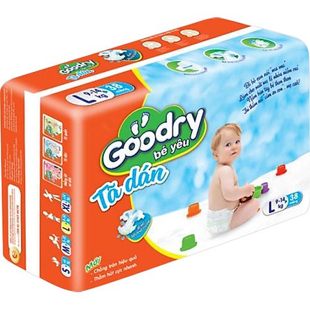 Tã dán goodry bé yêu công nghệ Nhật Bản size L38 38 miếng ( 9-14kg )