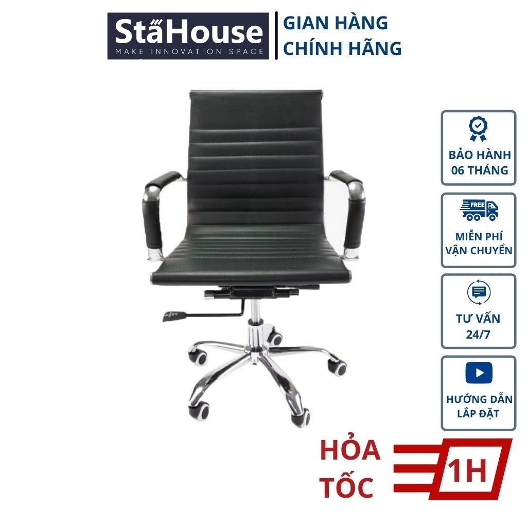 Ghế văn phòng chân xoay da Silimi cao cấp STAHOUSE GVP208.1