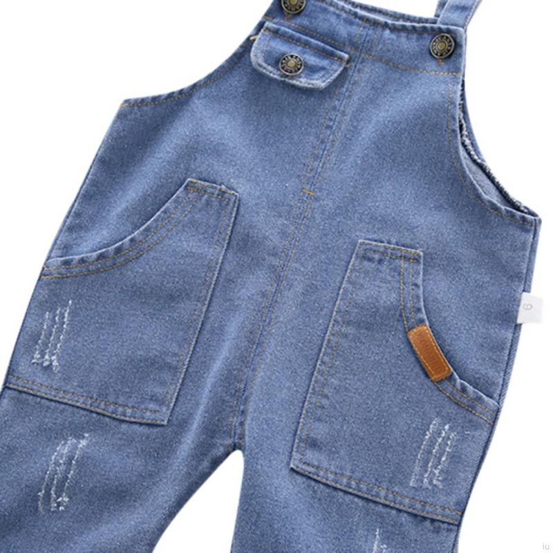 Quần Yếm Denim Màu Trơn Cho Bé Trai