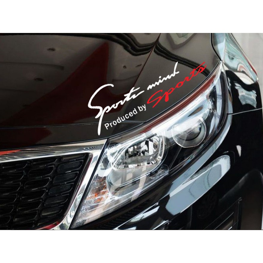 Decal trang trí tường / Xe - Chữ Sports ( Trắng và Đen )