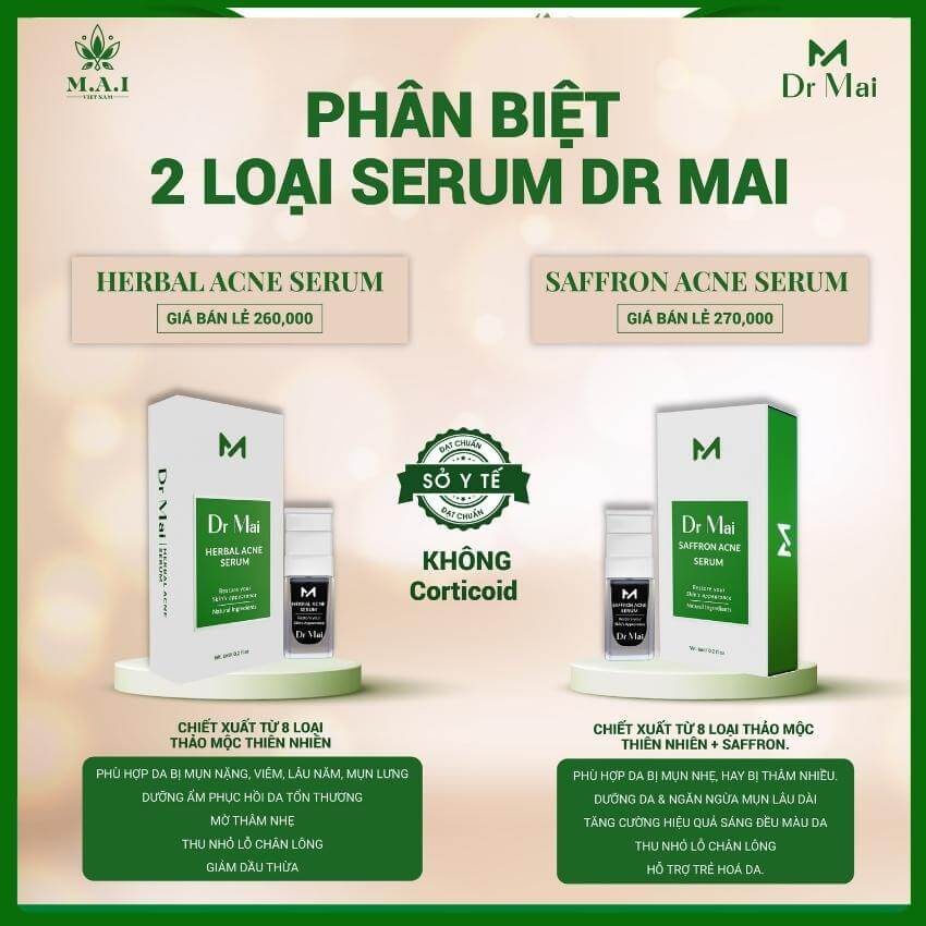Serum Dr Mai Chính Hãng Phiên Bản Mới Dành Cho Da Mụn Viêm Nặng Lâu Năm Dr Mai Nguyên Chất Herbal Acne Serum 6ml