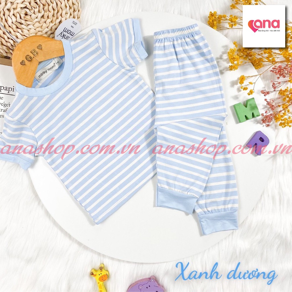 Bộ Áo Cộc Tay Ngắn Quần Dài Cho Bé [Trợ Giá] Quần Áo Cho Bé Trai gái Kiểu Dáng ALIBABA KẺ NGANG Minky Mom thun lạnh