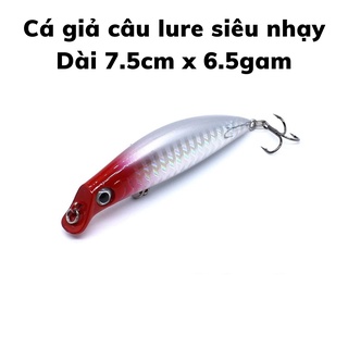 Mồi câu lure cá chẽm vược Omega Doom75 nặng 6.5g, cá giả minow dạ quang câu cá tráp măng nhồng câu biển hiệu quả