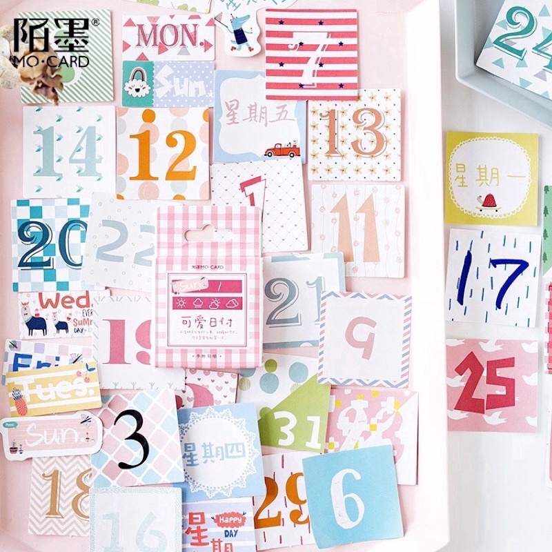 Set 45 Sticker/Nhãn Dán Số Lưu Bút Thủ Công