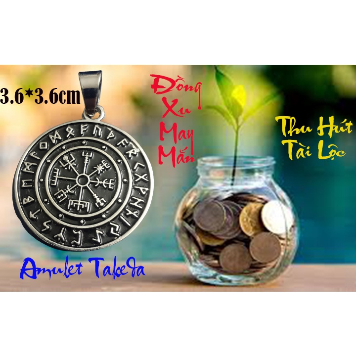 Đồng xu may mắn Amulet takeda bản to 3.6*3.6cm (trường cửu) chạm full 2 mặt - Đem lại may mắn cho người đeo