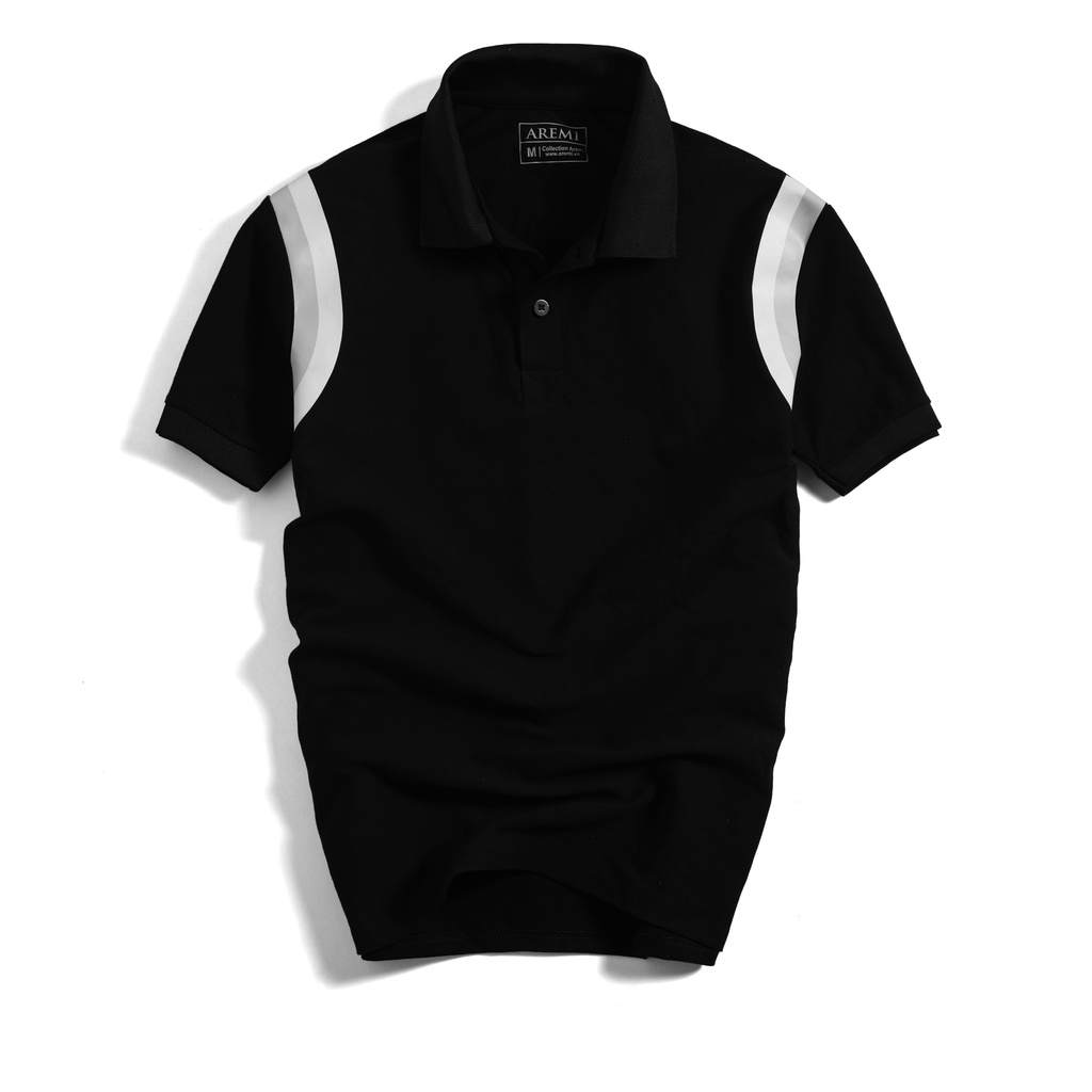 Áo Polo nam tay ngắn cổ trụ AREMI màu đen hình in chất lượng, thiết kế sang trọng APL0081